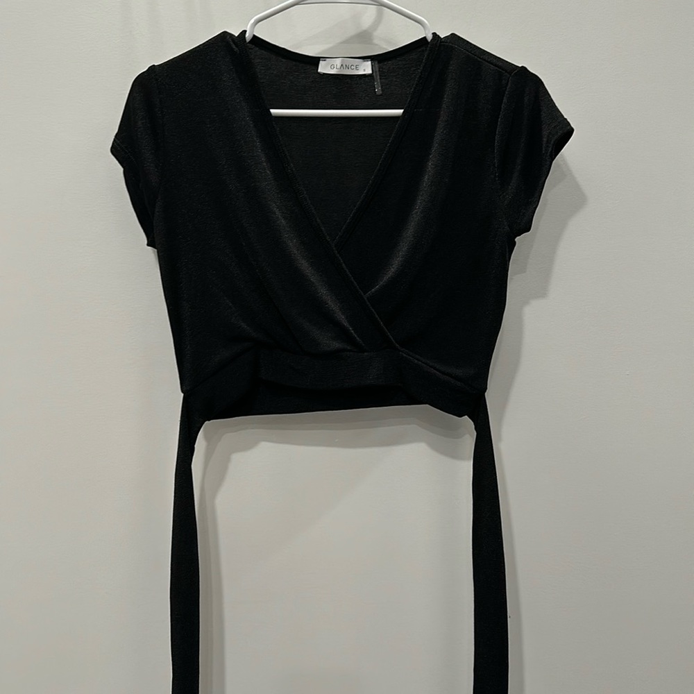Black Wrap Crop Top